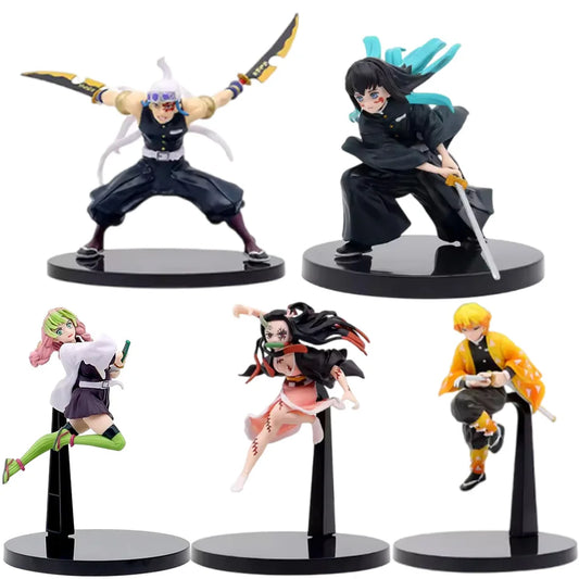 12-20cm Hot Anime Demon Slayer Figure Nezuko Tanjirou Zenitsu Inosuke Kyoujurou Giyuu Kawaii Qposket Figural PVC Model Toys Gift