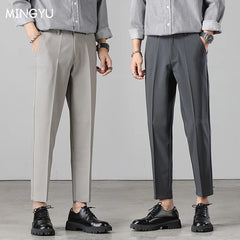 Brand Clothing Summer Ankle-Length Pants Men Stretch Business Suit