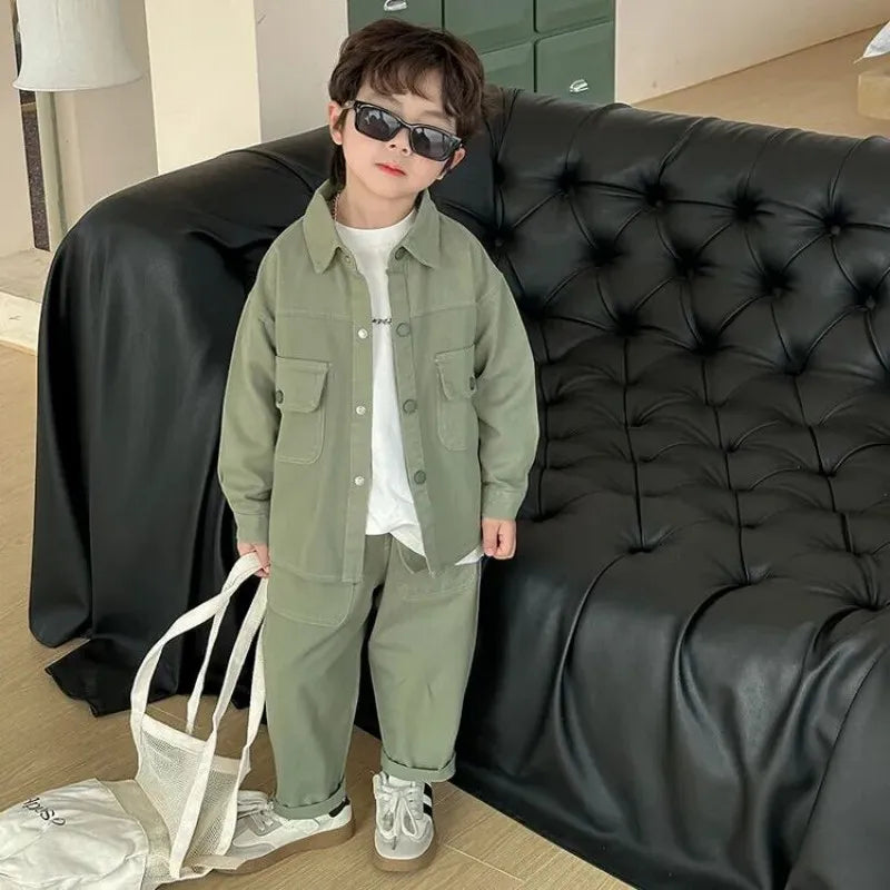 Boys Suit Coat+Pants Cotton 2Pcs/Sets 2025 Lasted Spring Autumn Sports Sets Teenagers Tracksuit Children Clothing