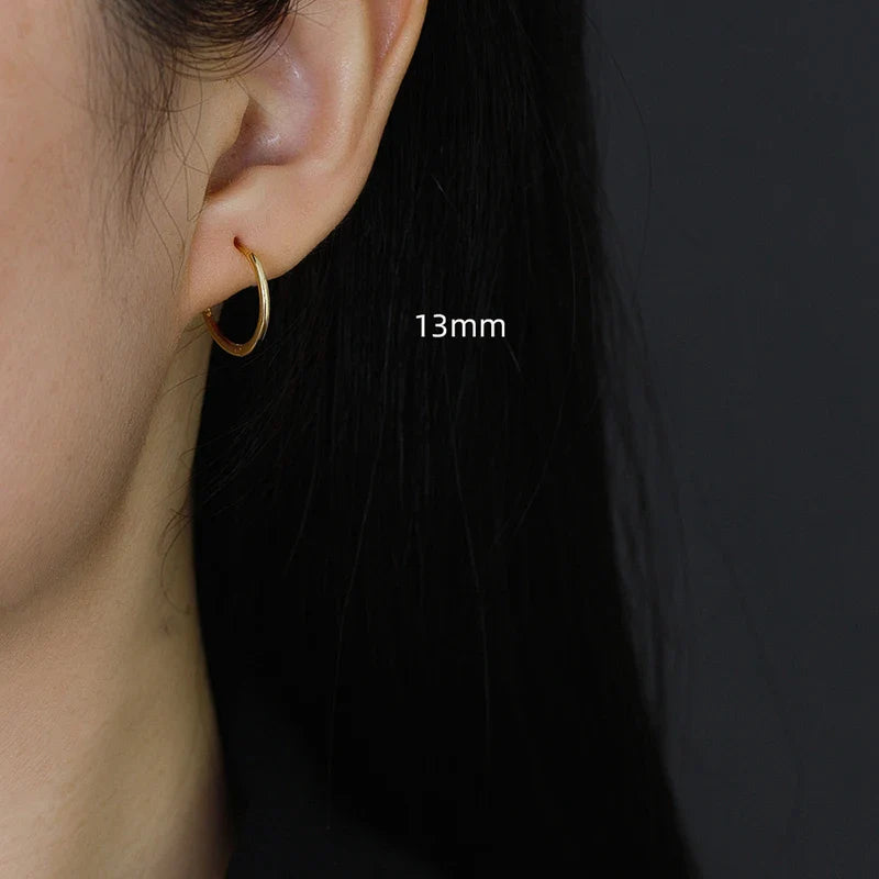 WANTME 925 Sterling Silver Minimalist Glossy Circle Hoop Earrings for Women Fashion Simple Ear Bone Piercing Jewelry Accessories