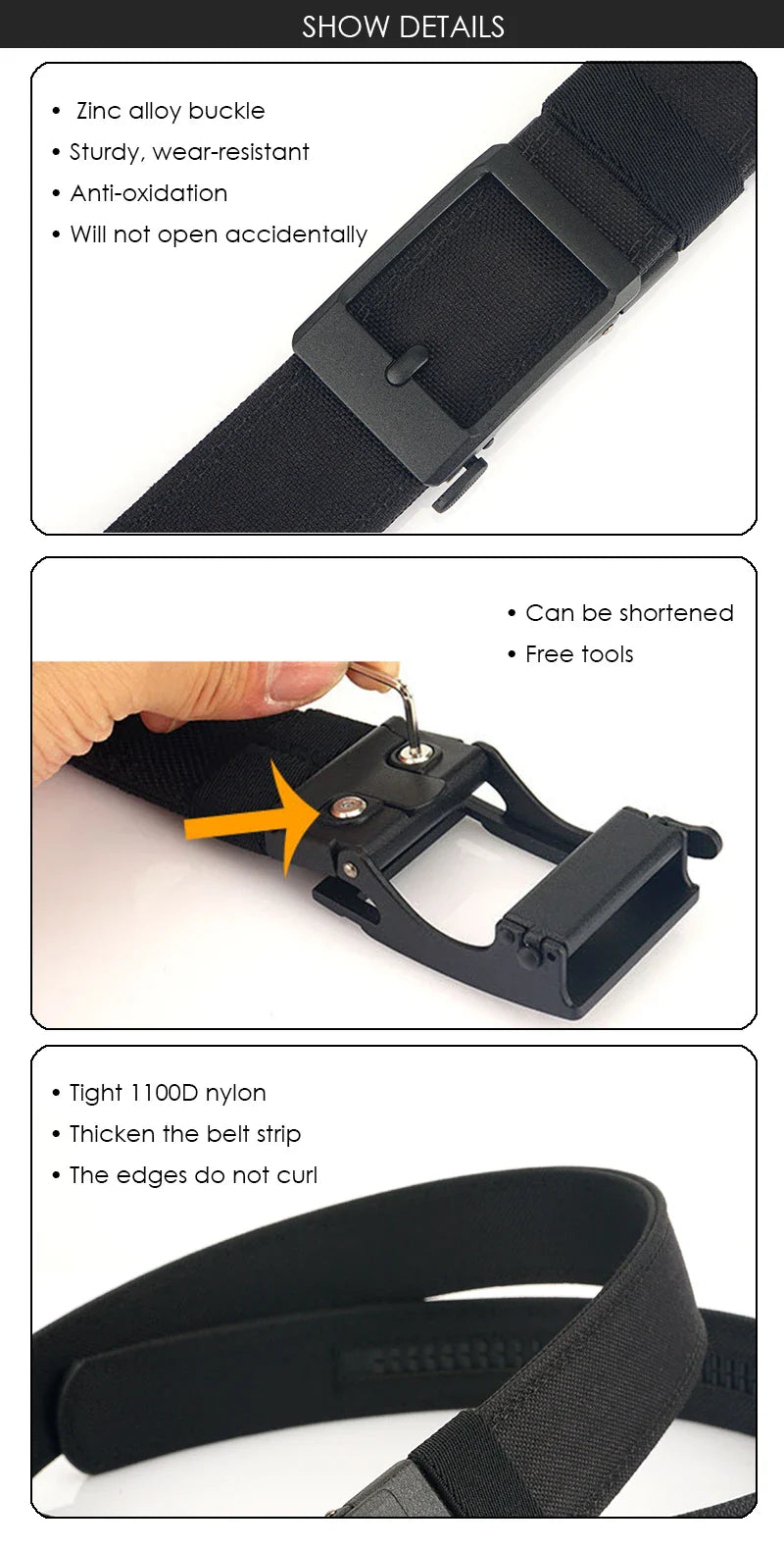VATLTY New Hard Tactical Belt for Men Metal Automatic Buckle IPSC Gun Belt 1100D Nylon Military Belt Outdoor Sports Girdle Male