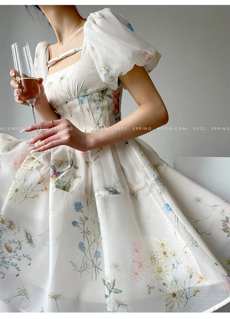 Formal attire Dresses: Women's Dress French Elegant Flower Chiffon Party Evening Dress