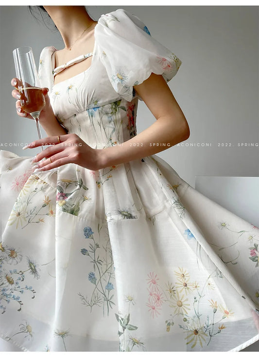 Formal attire Dresses: Women's Dress French Elegant Flower Chiffon Party Evening Dress