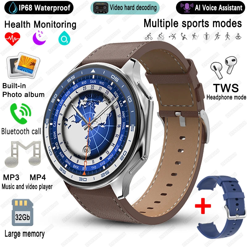2025 New For OPPO Watch X Smart Watch 4G Memory Music Video HD Bluetooth Call IP68 Waterproof AMOLED Smart Watch TWS Earphones