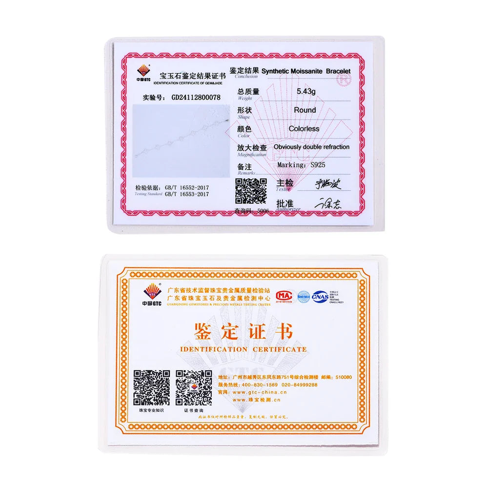 ATTAGEMS Full Moissanite Luxury Bracelet D VVS1 For Women Real S925 Sterling Silver Gold Plated Lucky Engagement Wedding Jewelry