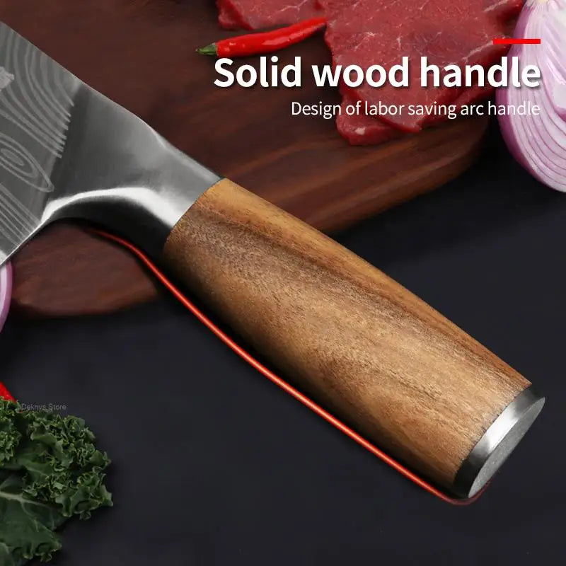 Kitchen Butcher Knives Laser Damascus Professional Japanese Chef Knife Stainless