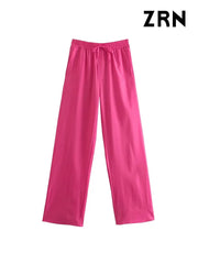 Women Chic Fashion Side Pockets Loose Wide Leg Pants