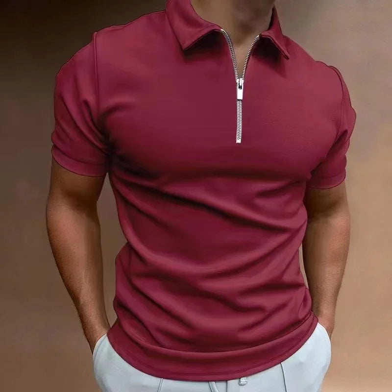 Business Men's Golf Polo Zipper Collar Short Sleeve Polo Shirt Outdoor Casual Daily Street Wear Summer Micro Elastic Polyester