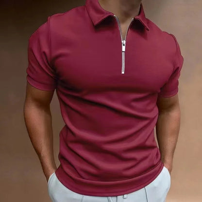 Business Men's Golf Polo Zipper Collar Short Sleeve Polo Shirt Outdoor Casual Daily Street Wear Summer Micro Elastic Polyester