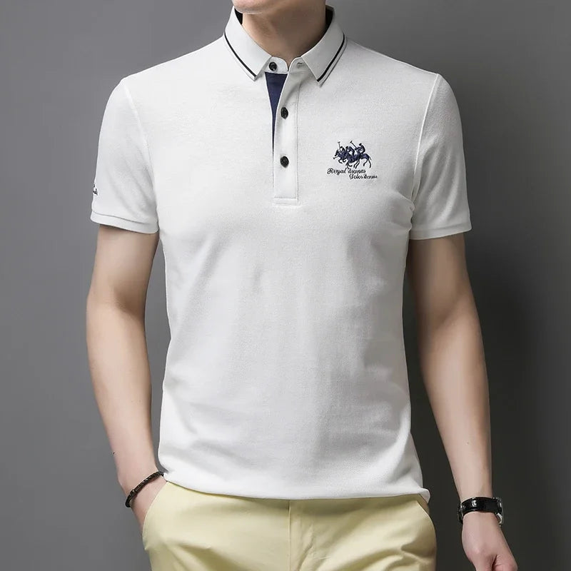 Men's Embroidered Casual Fashion Short Sleeved POLO Shirt Summer Comfortable Top