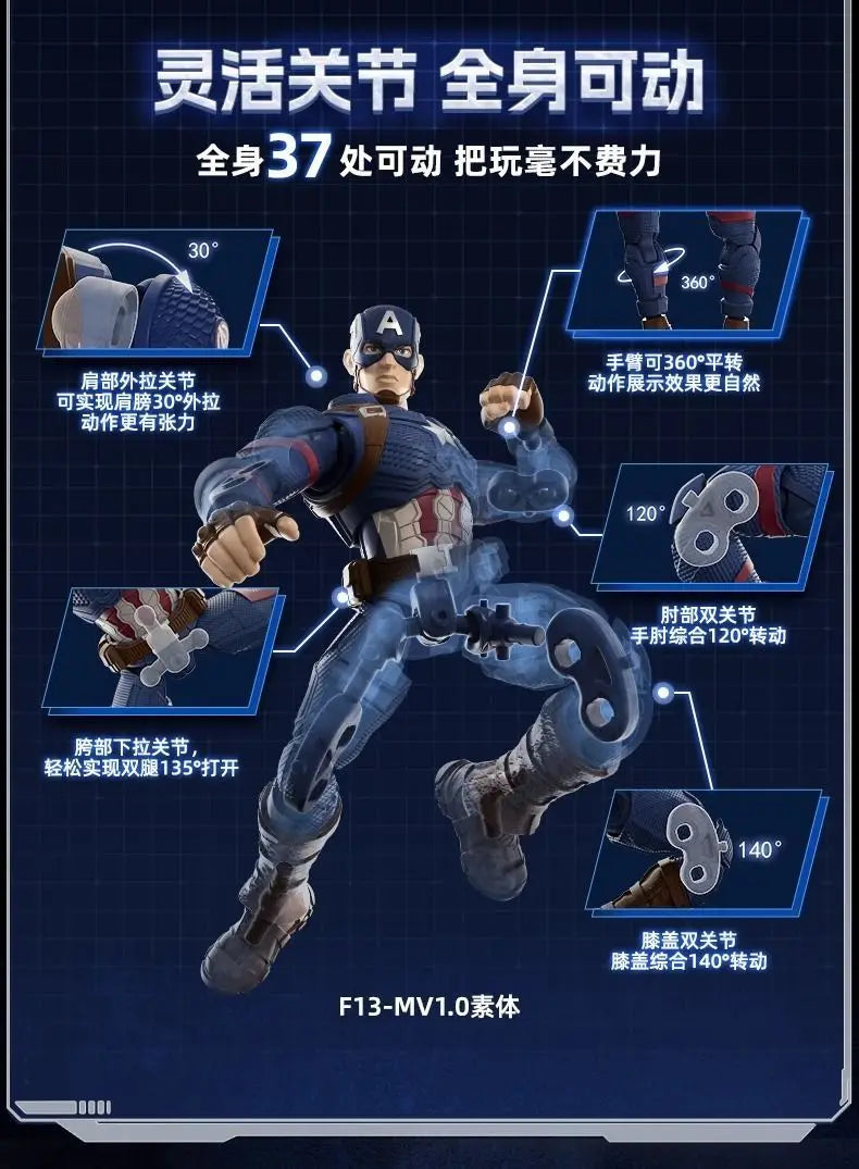 Original Blokees Marvel Champion Class Captain America Anime Figure Action Assembly Building Collection Model Toys Hobby Gifts
