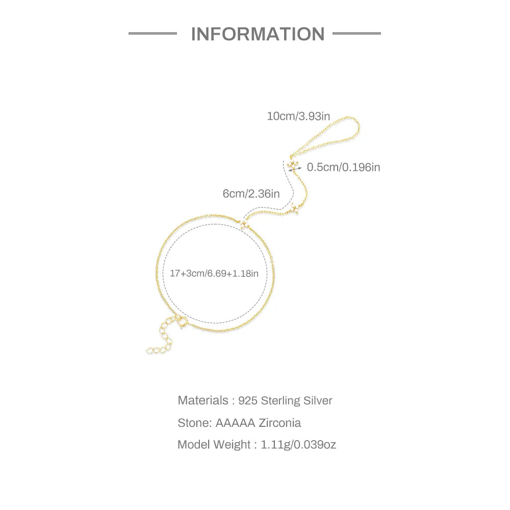 CANNER Minimalism Octagonal Star Finger Bracelet For Women 925 Sterling Silver Ins Flower Multi-layer Bracelet Fine Jewelry