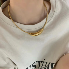 Jewelry Metallic Stainless Steel Silver Plated Gold Color Choker Necklace For Women