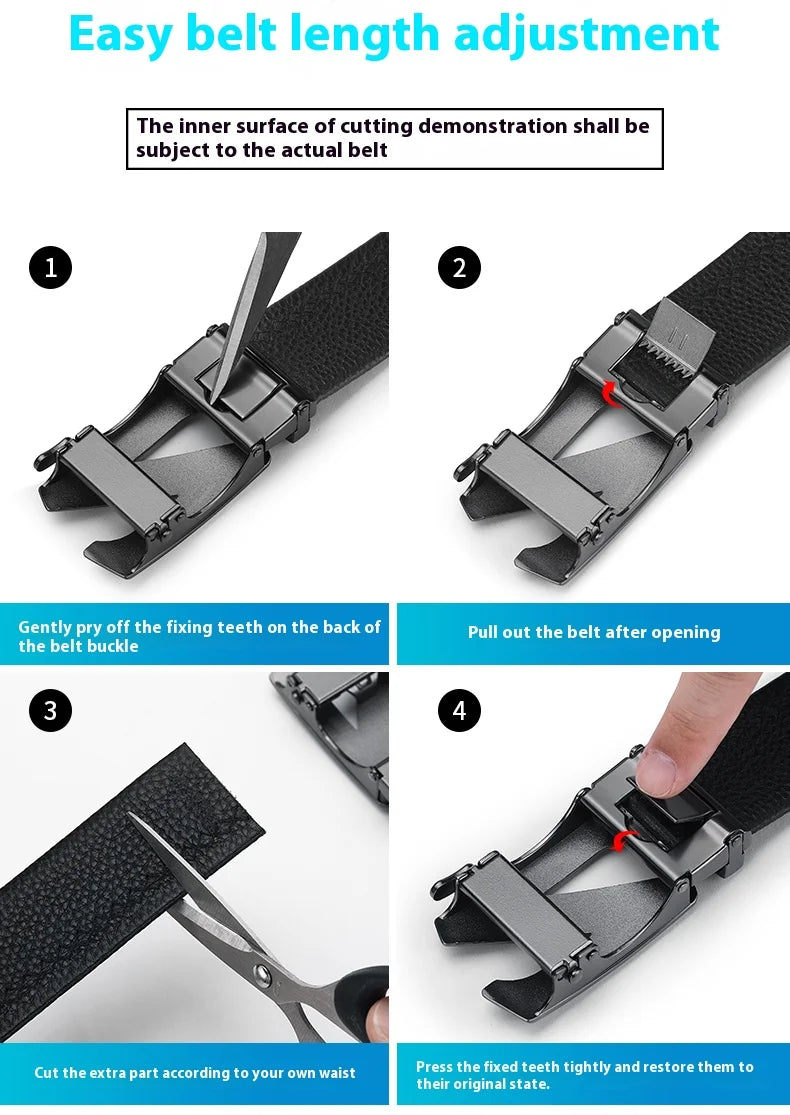 Genuine Cow Leather Automatic Belt For Men Formal Automatic Buckle Belt Genuine Leather Mens business Strap