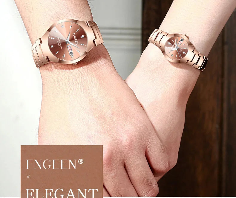 2024 FNGEEN 5808 Relogio Feminino Couple Watch Men Quartz watch for Lovers Luxury Womens wristwatch Stainless Steel Waterproof