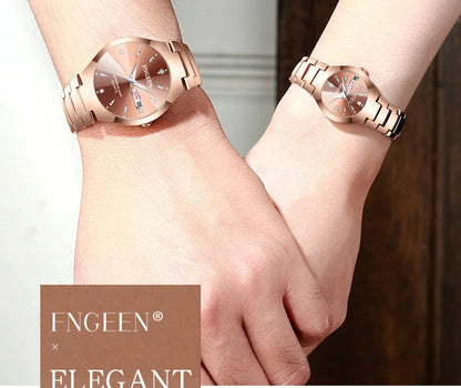 2024 FNGEEN 5808 Relogio Feminino Couple Watch Men Quartz watch for Lovers Luxury Womens wristwatch Stainless Steel Waterproof