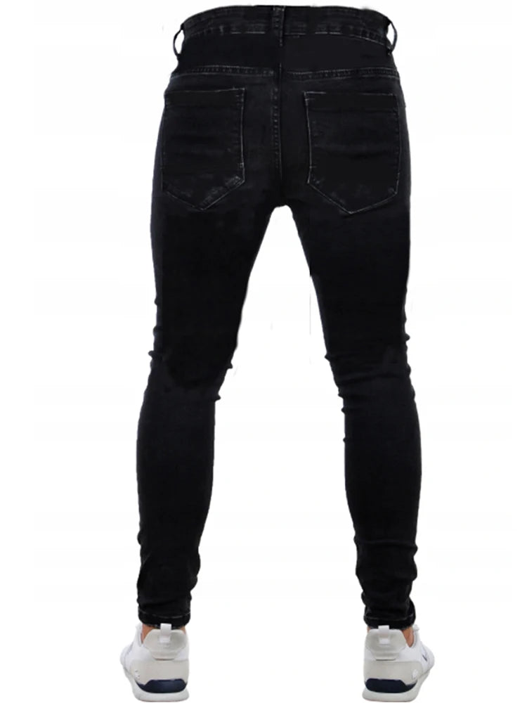 Streetwear Men's Skinny jeans men Pants Pencil Biker Side Striped Jeans Hip Hop