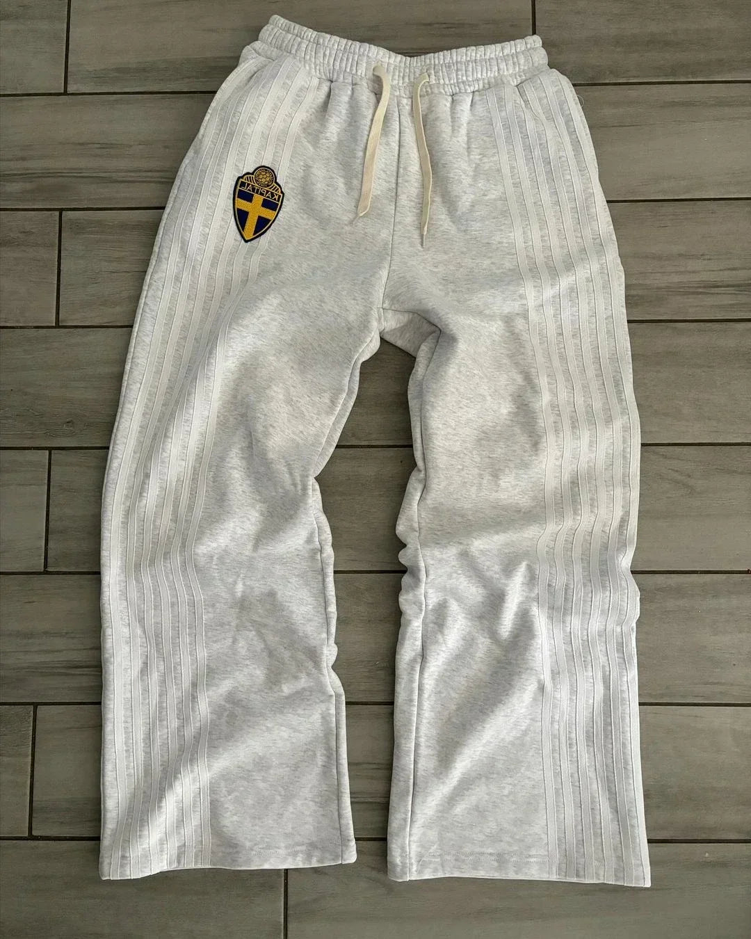 Y2K Zip Hooded Sweatpants Set Men Two Piece Hip Hop Embroidered Vintage Stripe Oversized Hooded Sweatshirt Casual Pants Set