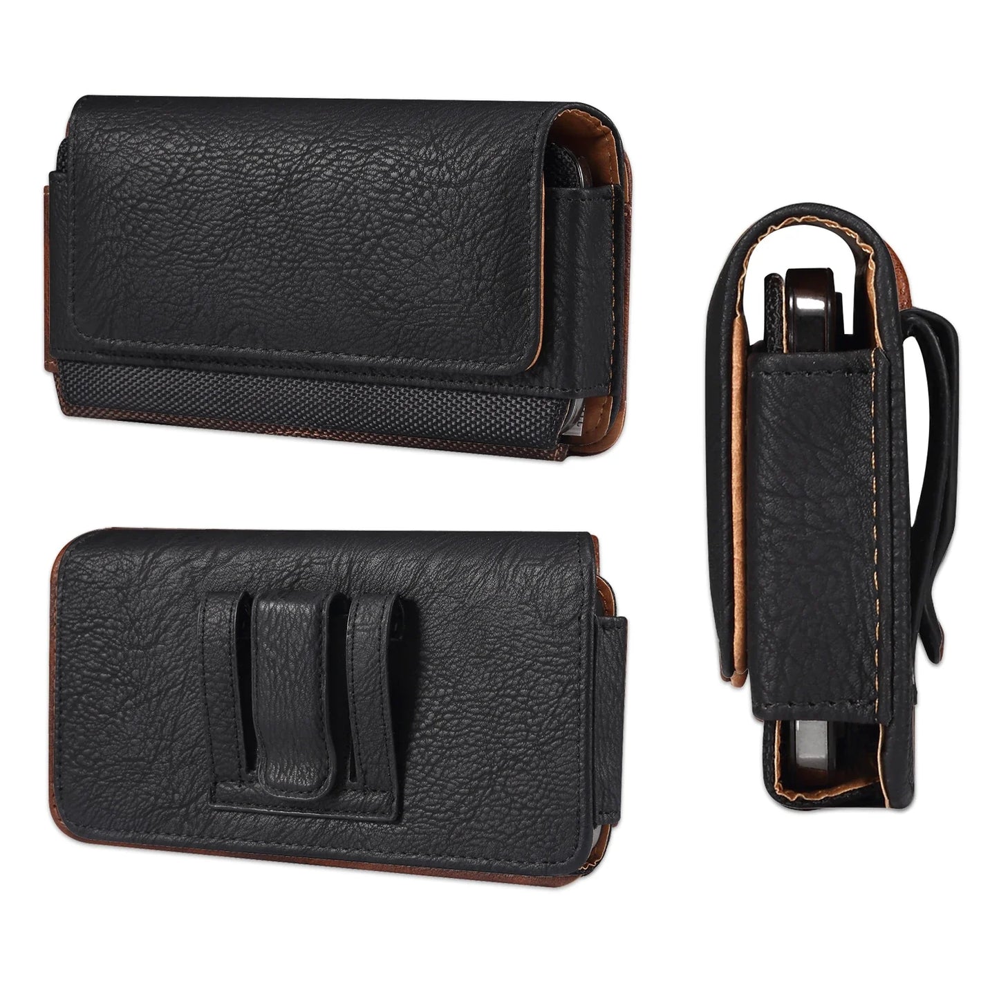 Universal Leather Men Waist Bag Mobile Phone Belt Clip Case For iPhone Samsung Galaxy Xiaomi Redmi Poco Oppo 7 Pro Holster Pouch