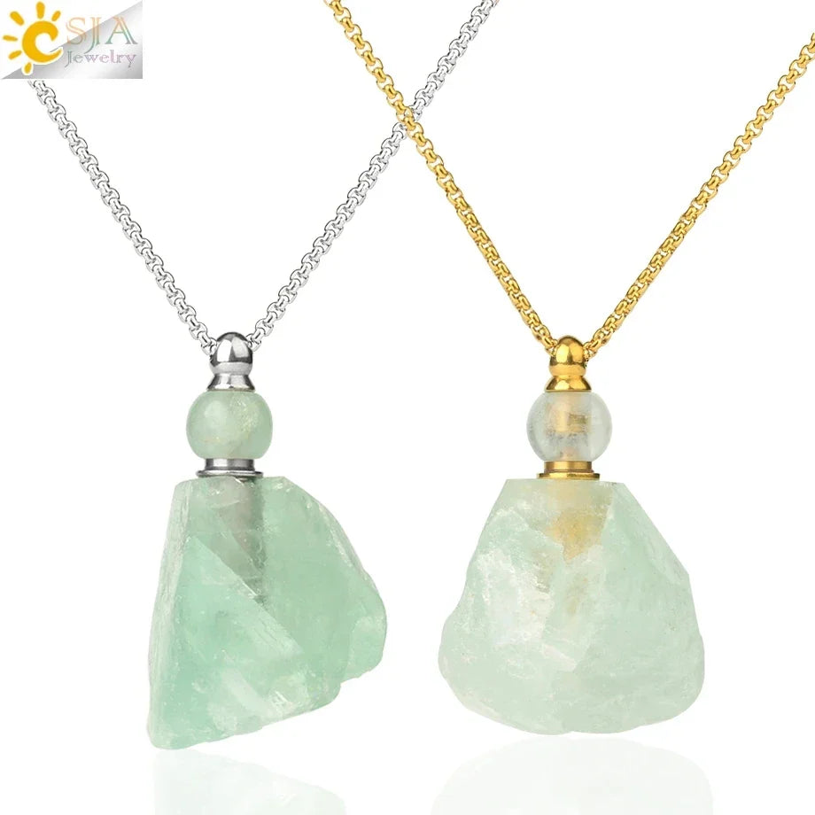 Natural Stone Cone Perfume Bottle necklace Healing Clear Quartz Crystal Pendant Reiki Essentials Oil Diffuser Vial Necklace H119