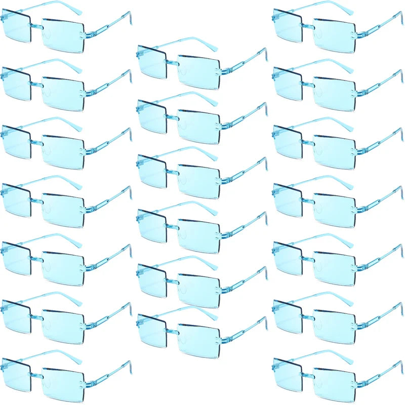 20 Pcs Per Set Rimless Rectangle Sunglasses Fashion Gradient Ocean Lenses Shades Ins Trendy Beach Vacation Sun Glasses