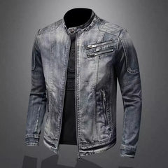 Spring Men Fashion Handsome Casual European and American Zipper Denim Jacket