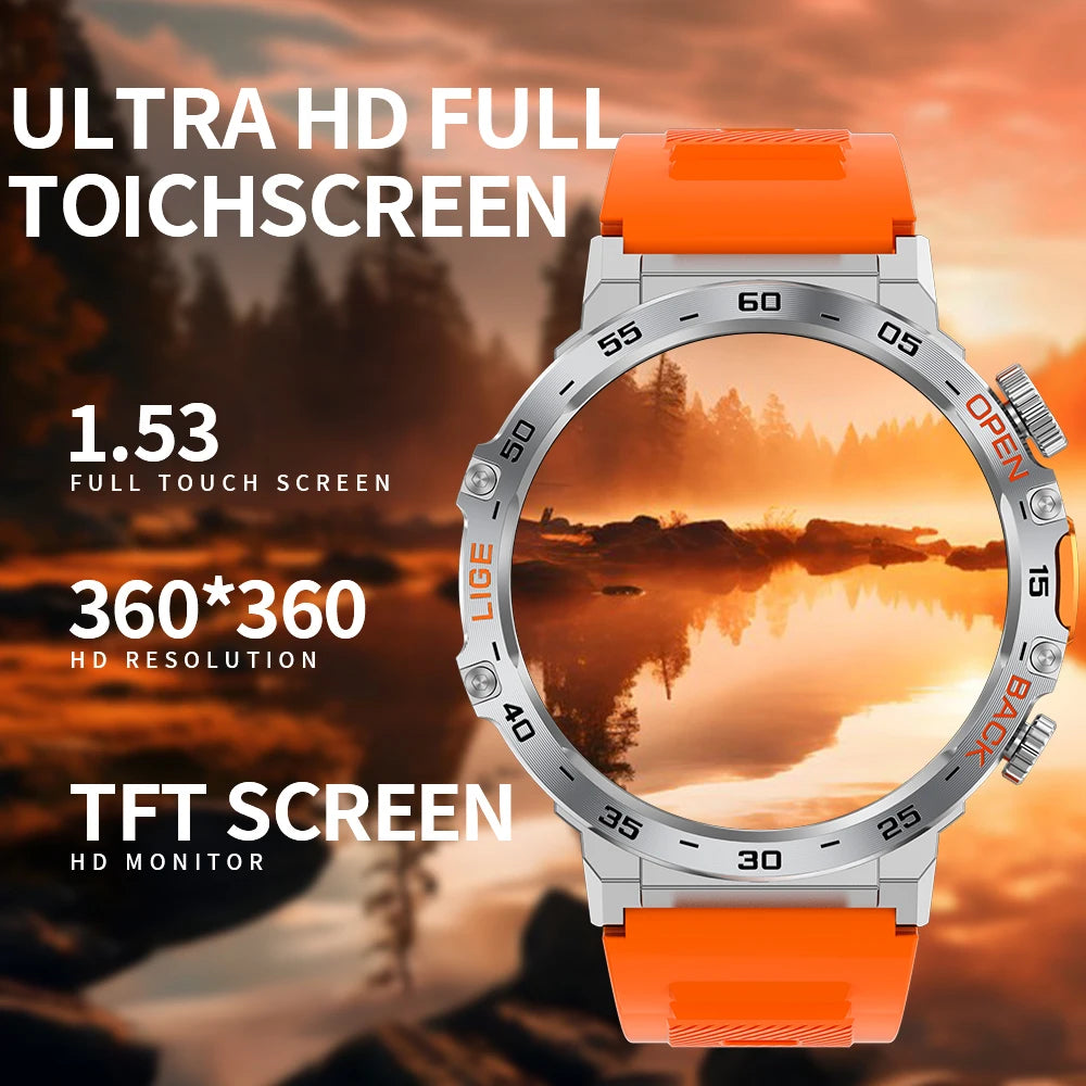 LIGE 2025 Smart Watch Men Sport Watches LED Flashlight 360*360 Ultra HD Screen Waterproof Fitness Bluetooth Call Men Smartwatch