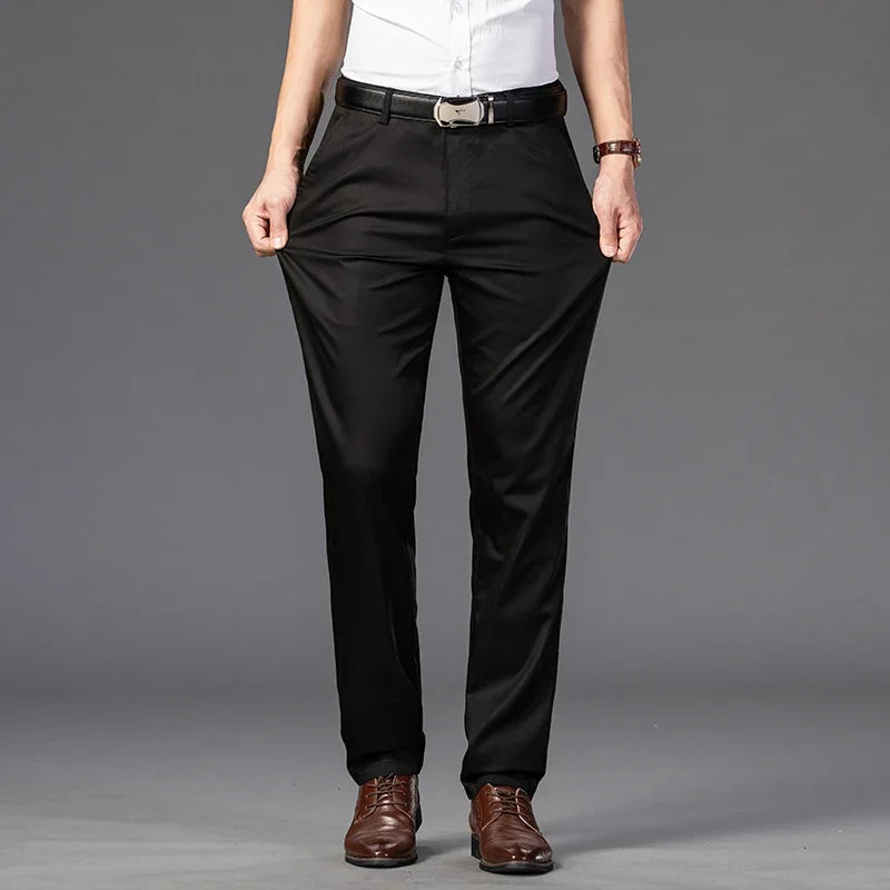 Men's Spring Autumn Fashion Business Casual Long Pants Suit Pants Male Elastic