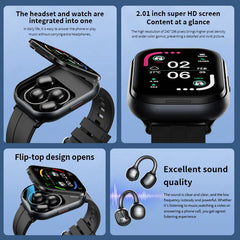 LIGE New Open-back Cip-on Headphones Smart Watch For Men Women 2.01” HD Screen Massive Watch Faces Bluetooth Call Smartwatches