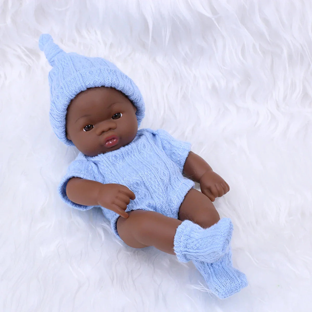 Black American Reborn Dolls Cute Mini 20cm Baby Bebe Doll Toys Full Body Vinyl Soft Girl Doll Reborn Baby Doll Toys Gift