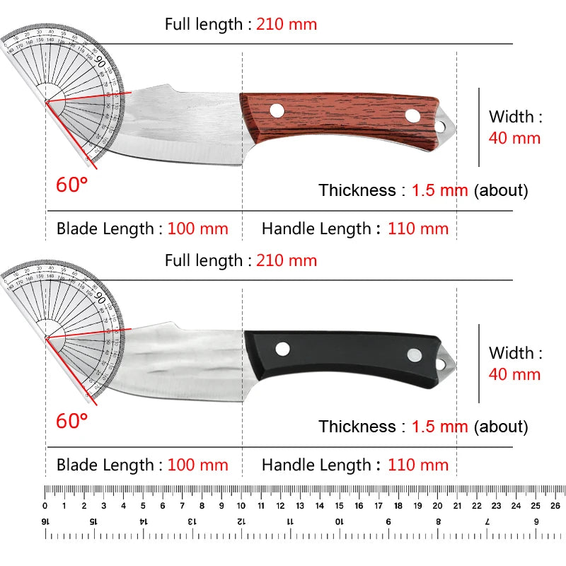 Stainless Steel Boning Knife Cleaver Fish Meat Vegetable Kitchen Knives ABS Handle