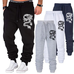 Fashion Casual Dragon Printed Jogger Pants Men Fitness Gyms Pants Tight Outdoor