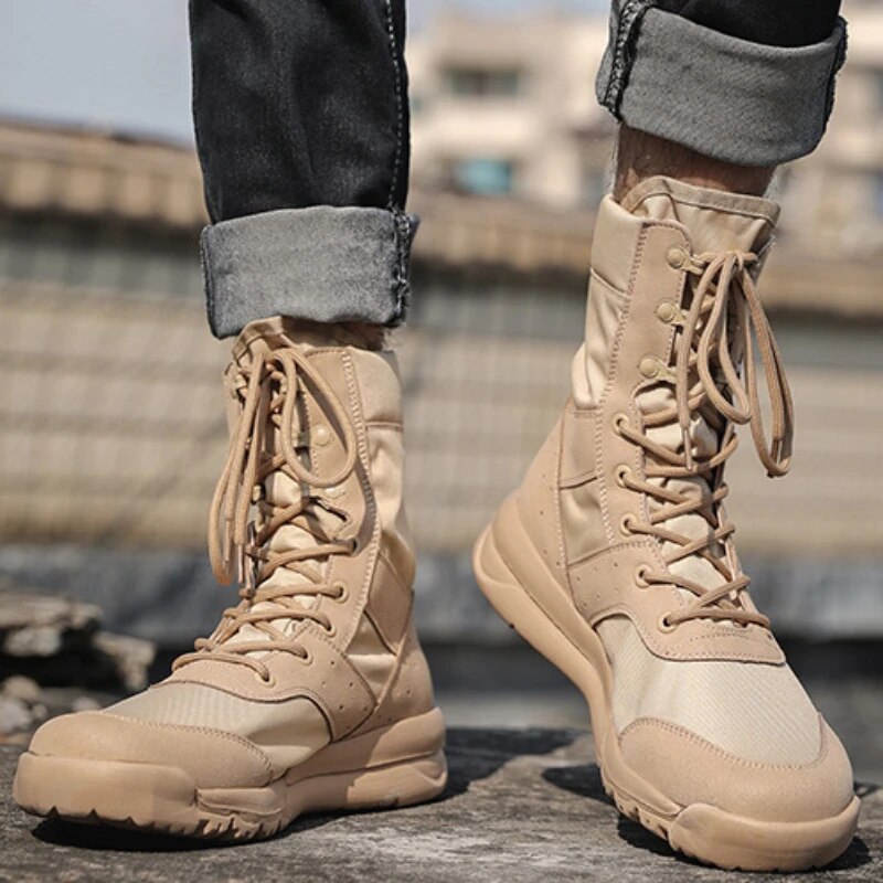Ultralight Army Boots Men Special Military Boots Fashion High Top Breathable Outdoor Hiking Shoes Couple Desert Combat Boots