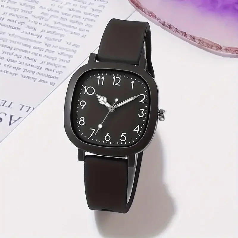 1/10PCS Fashion Square Women Watches Casual Silicone Band Quartz Wristwatch for Girls Clock Reloj Mujer（Without Box）