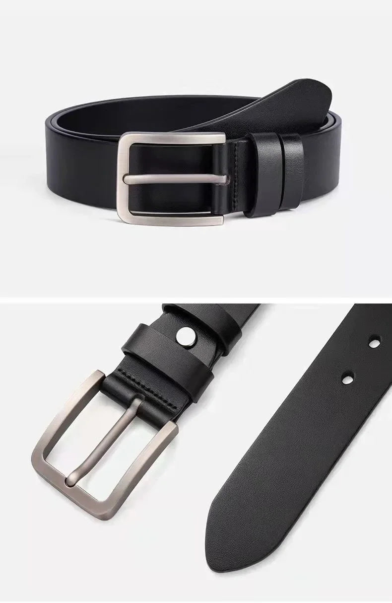 Men's Vintage Casual Belt Black Pin Buckle Student Versatile Leather Wide Belt