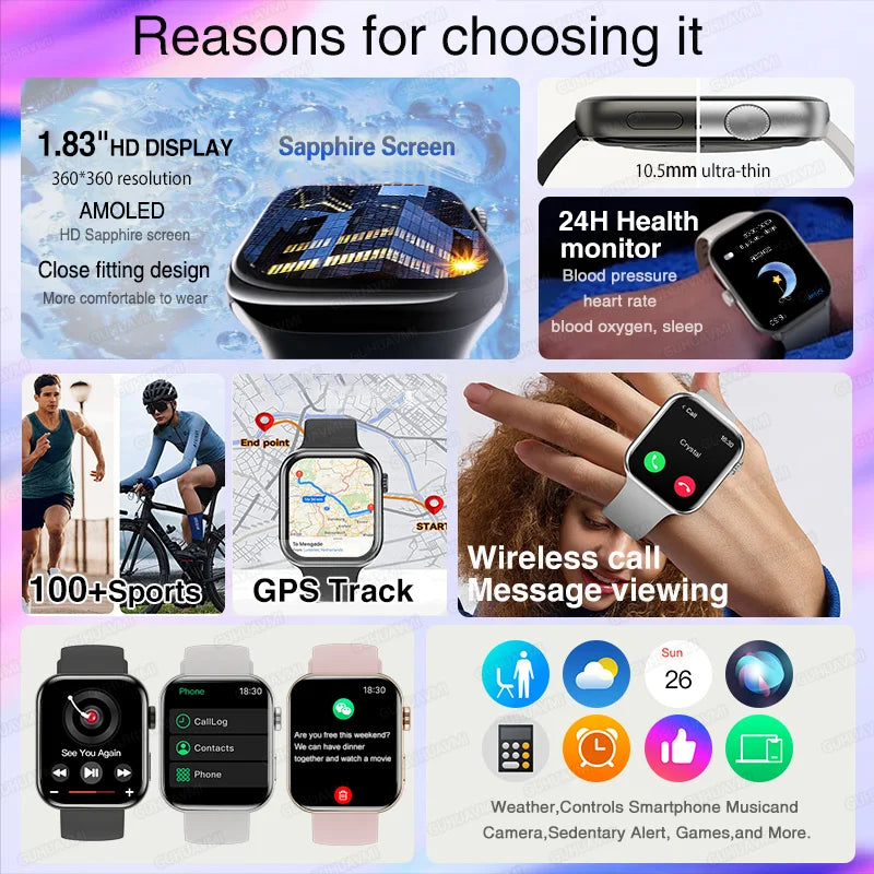 New Series 11 Watch Original Men Women Bracelet AMOLED Display Heart Rate Bluetooth Call GPS Track Waterproof Sports Smartwatch