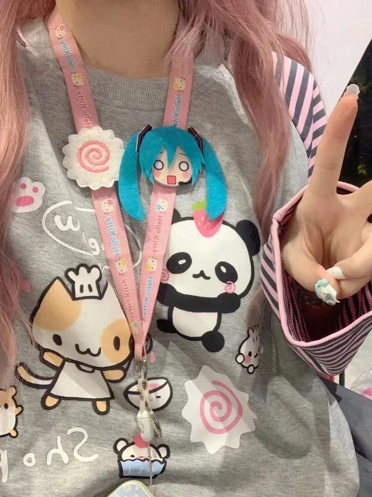 Y2k Harajuku Kawaii Striped Hoodie Women Japanese Fashion Patchwork