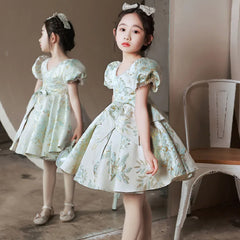 Girl Spanish Royal Embroidery Dress Children Birthday Baptism Dresses Kids