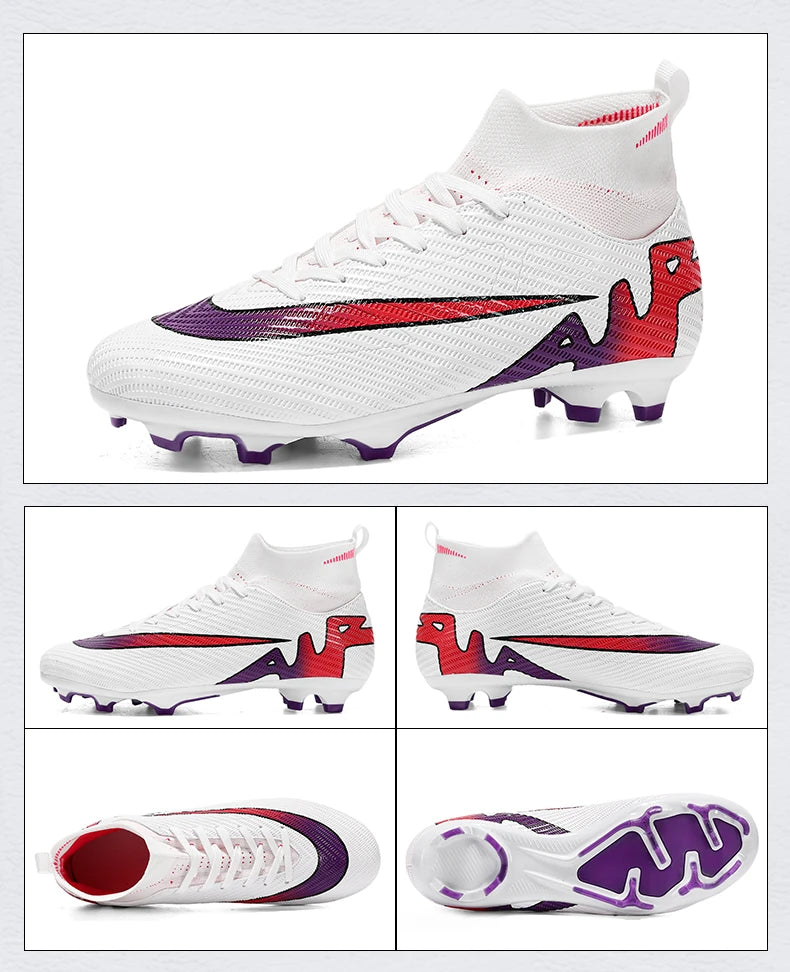 Professional Men High Ankle Football Boots Soccer Cleats TF/FG Training
