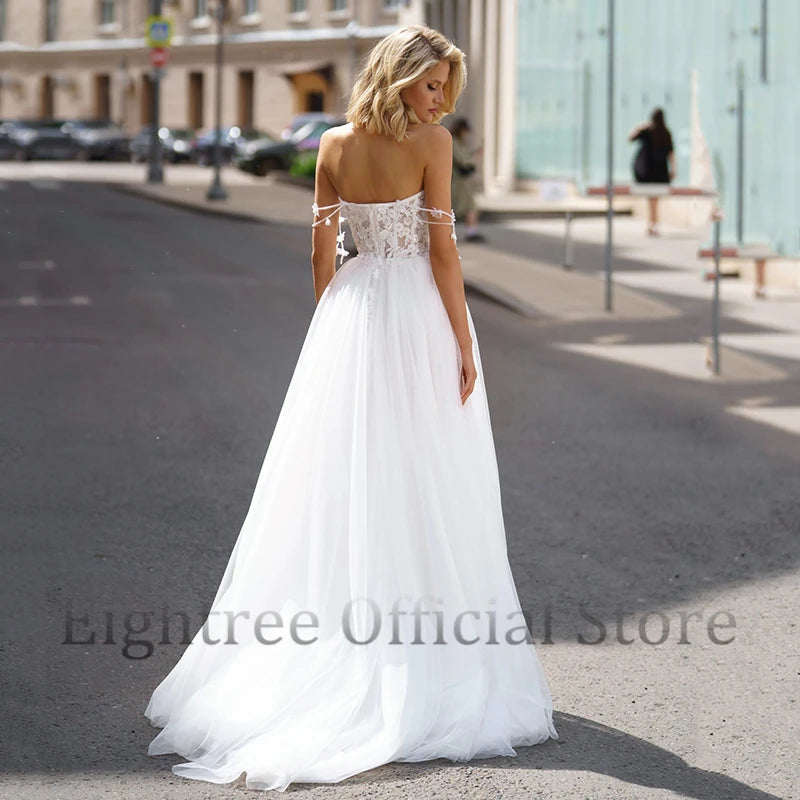 White Bridesmaid Dresses: A-Line Wedding Dresses Women Sweetheart Appliques