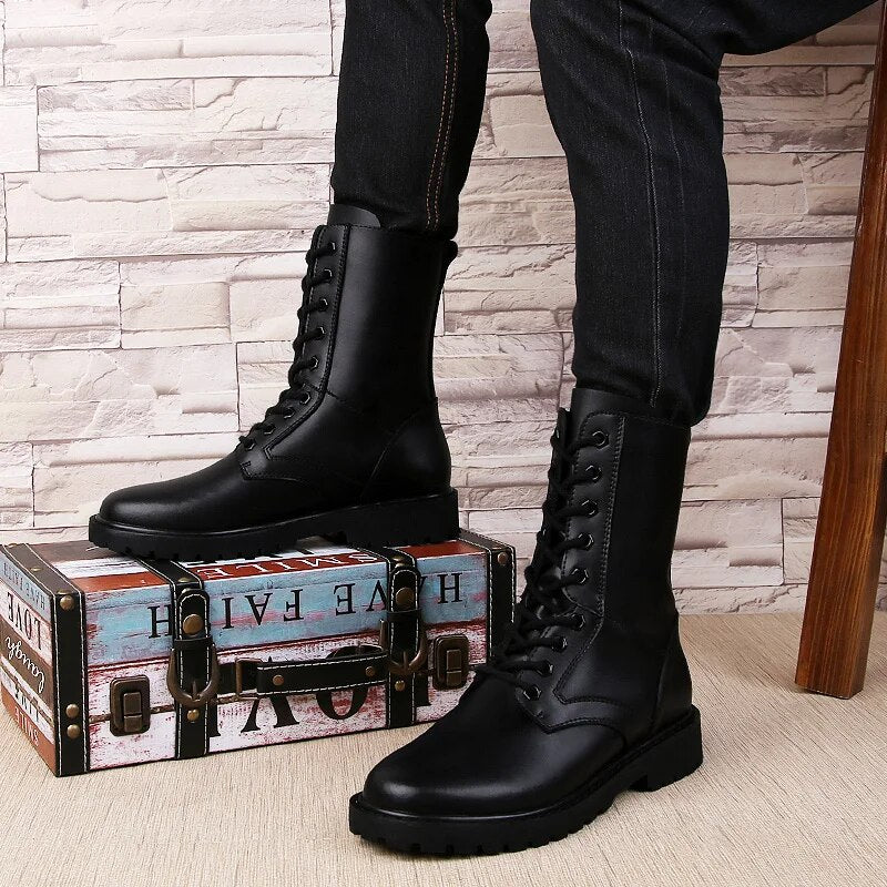 Men Boots Fashion Winter Shoes Genuine Leather Warm Snow Shoes for Man