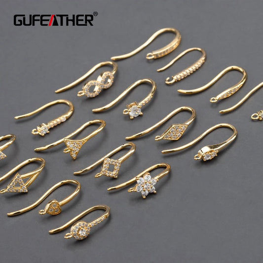 GUFEATHER,20pcs/lot,M800,jewelry accessories,pass REACH,nickel free,18k gold plated,copper,connector,diy earrings,jewelry making