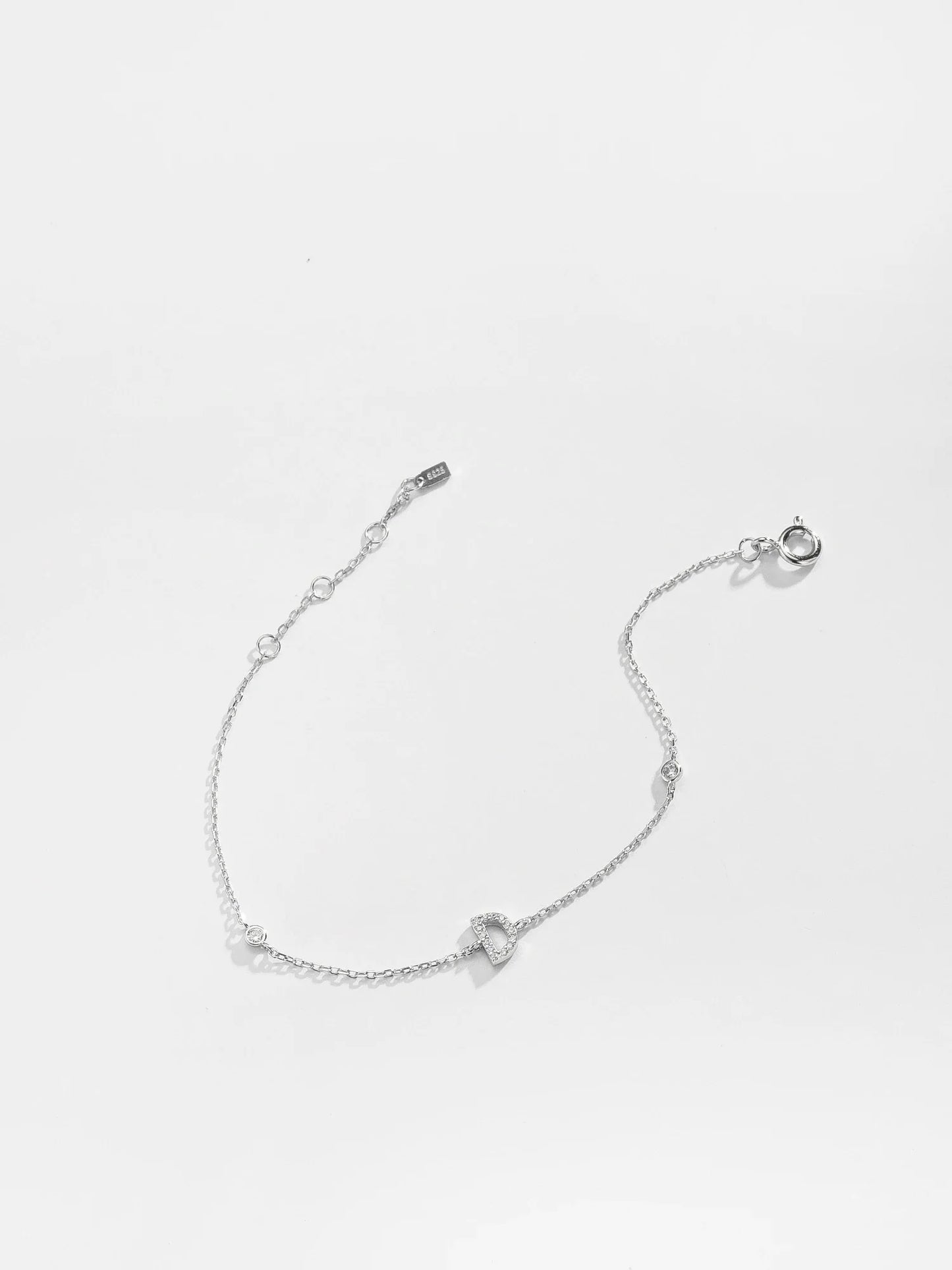 VEWANT 925 Sterling Silver Monogram Letter A - Z Initial Charm Chain Bracelet Luxury Wedding CrystalFine Jewelry