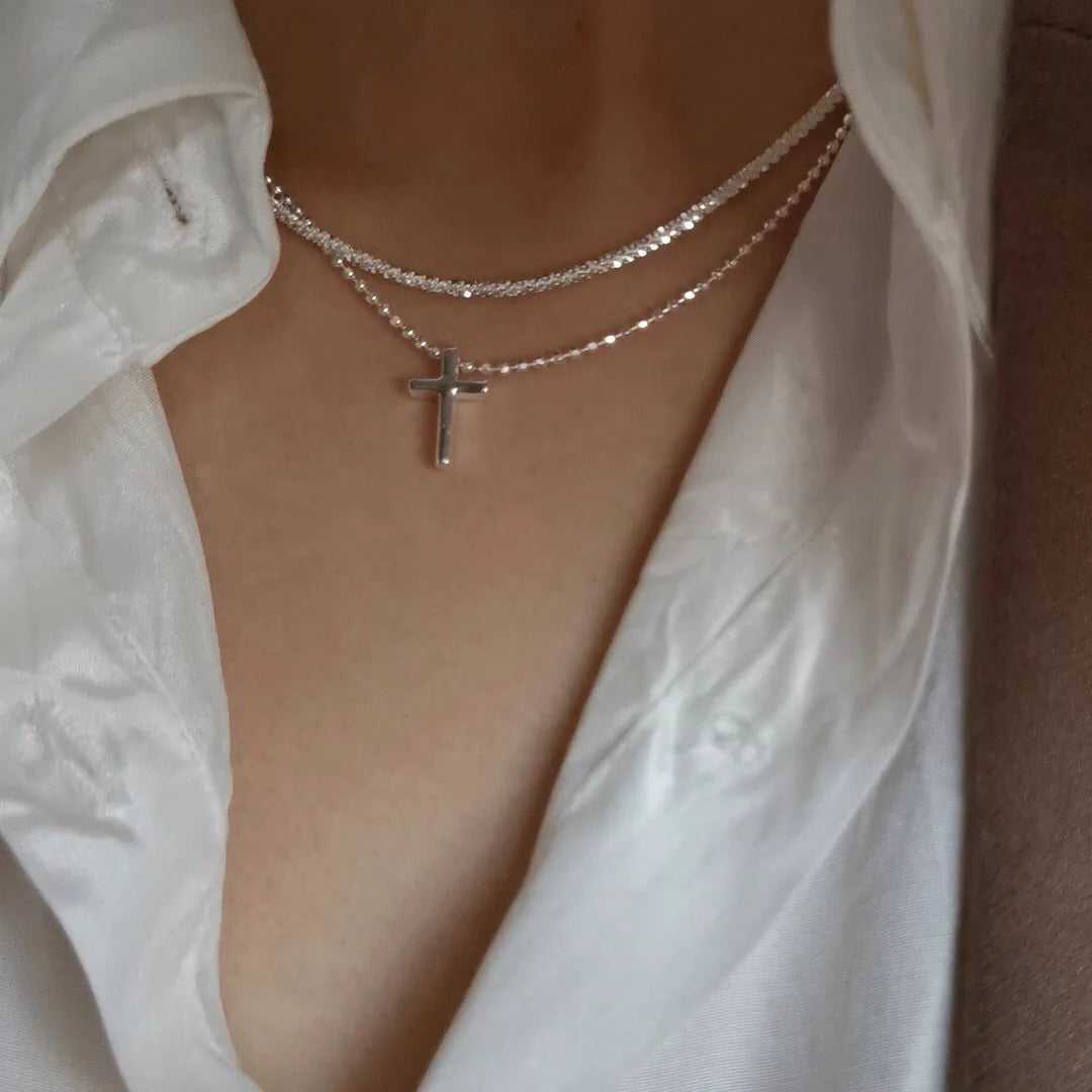 Silver Color Sparkling Necklace For Women Trendy Clavicle Chain Choker Girls Korean