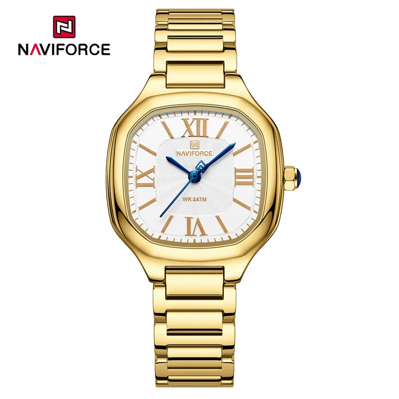 NAVIFORCE Brand High Quality Women Quartz Watch Stainless Steel Strap Casual Elegant Waterproof Wristwatch Relogio Feminino 2024