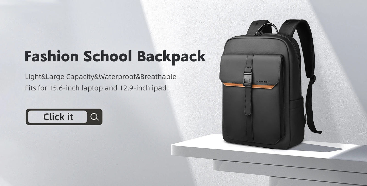 Heroic Knight Thin Male Work Backpack Multifunctional Fashion 15.6 In Laptop Backpack Casual Waterproof Business Travel Daypack