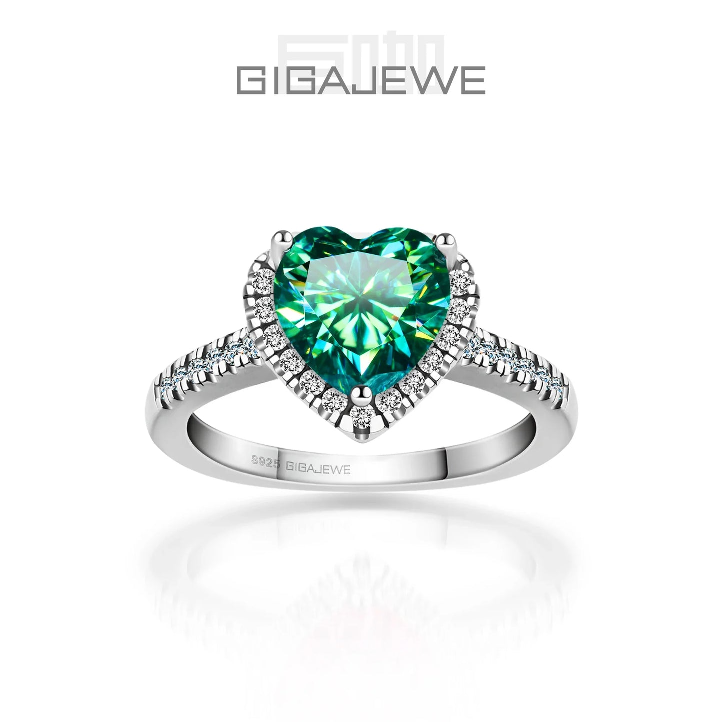 GIGAJEWE Moissanite  2.0ct 8.0mm Pink Color VVS1 Heart Cut 925 Silver Ring Diamond Test Passed Fashion Woman Girlfriend Gift