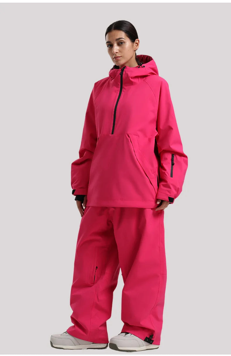 Gsou Snow 2025 Women's & Men's Slim Fit Ski Suit Set - Thermal Insulated Waterproof Snowboard Jacket & Pants for Outdoor Sports