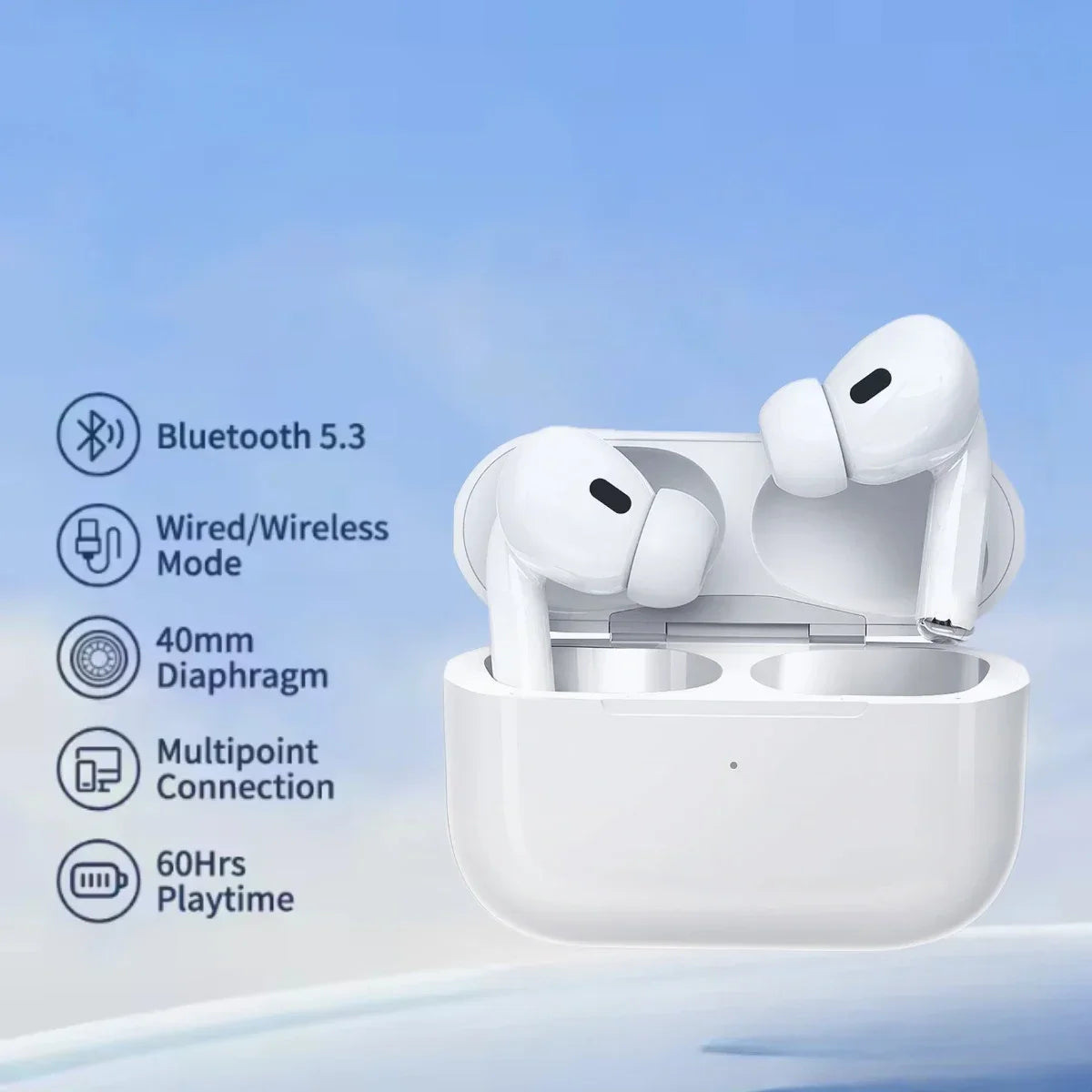 New Wireless Bluetooth Headphones Earphones With Mic Charging Case Clear Sound Long Playtime Compatible With All Smartphone