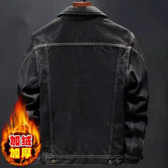 Plush Thicken Denim Jackets Men Fashion Winter Casual Solid Classic Loose Jeans Coats